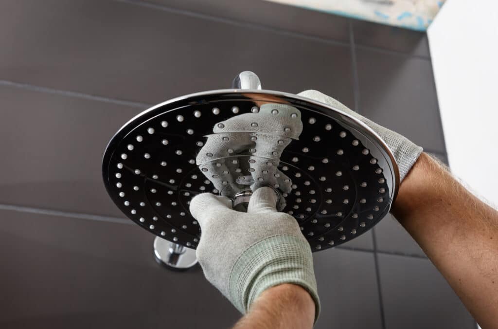 Shower Remodel: Installing the built-in shower faucet head.